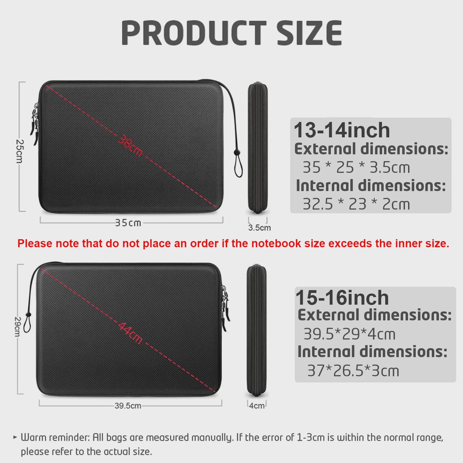 Schokbestendige EVA Laptop Sleeve Case voor 13-16 inch MacBook, HP, Dell, Lenovo