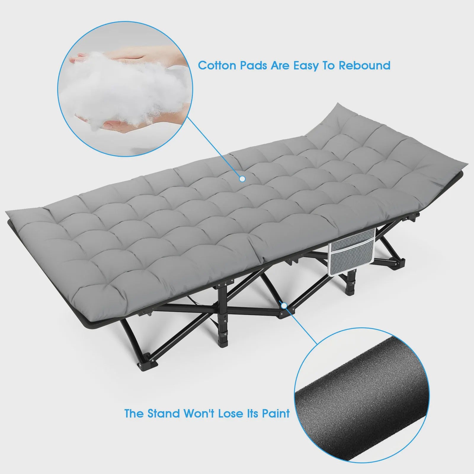 Opvouwbaar Campingbed met Matras - Draagbaar & Robuust Kampeerbed voor Volwassenen (200kg)