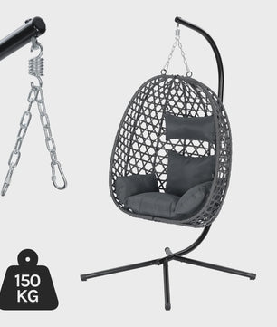 WOLTU Hangstoel Eivormig met Kussen en Hoofdsteun - Voor Binnen en Buiten
