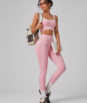 Dames Yoga Set: Seamless Crop Top & Hoge Taille Legging - 2-delig Sportpak