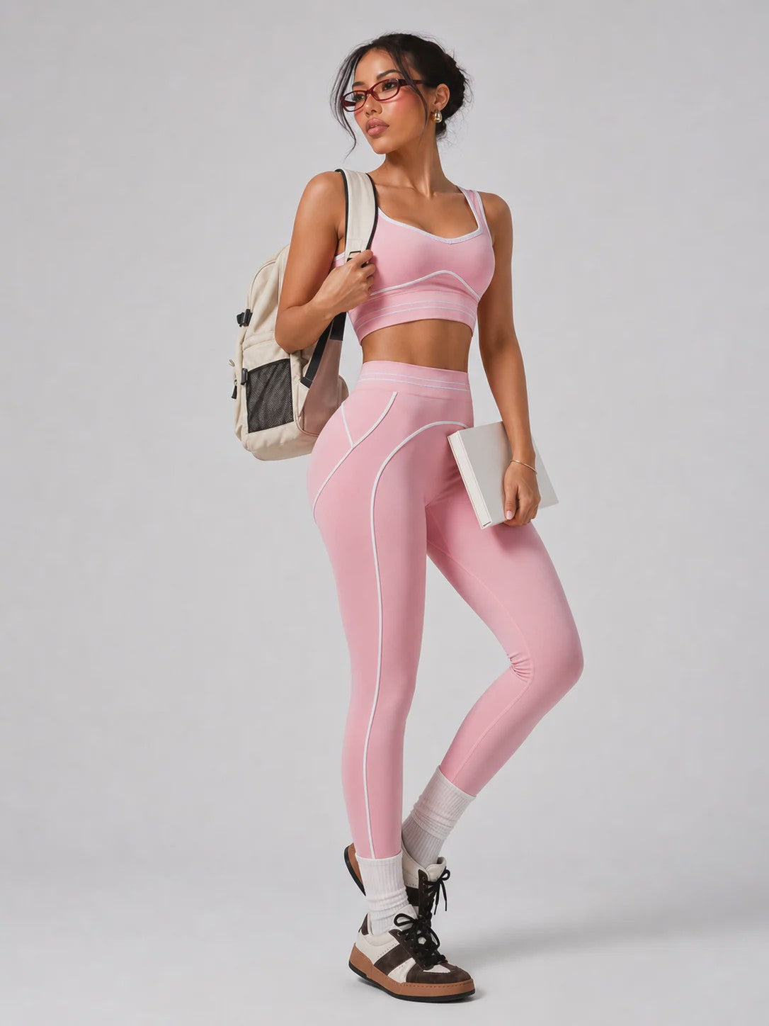 Dames Yoga Set: Seamless Crop Top & Hoge Taille Legging - 2-delig Sportpak