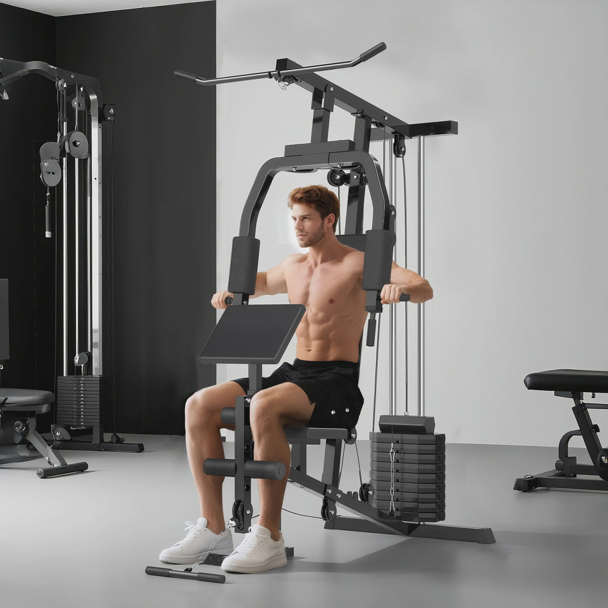 HOMCOM Krachtstation Fitness Station Multigym - Zwart