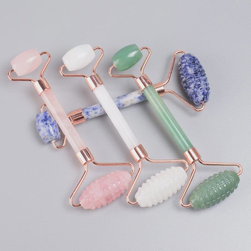 Luxe Jade Gezichtsmassage Roller & Gua Sha Set - Rose Gold