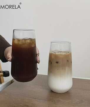 Set van 4 of 6 Hittebestendige Glazen Mokken met Verticale Ribbels - Koffie, Thee, Water, Sap