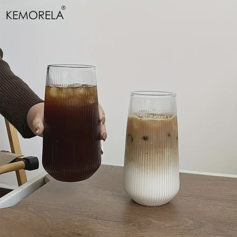Set van 4 of 6 Hittebestendige Glazen Mokken met Verticale Ribbels - Koffie, Thee, Water, Sap