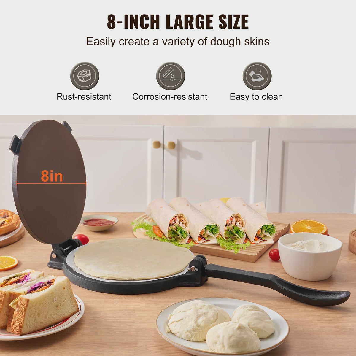 Gietijzeren Tortilla Pers - Heavy Duty Deegmaker voor Bloem Tortilla's
