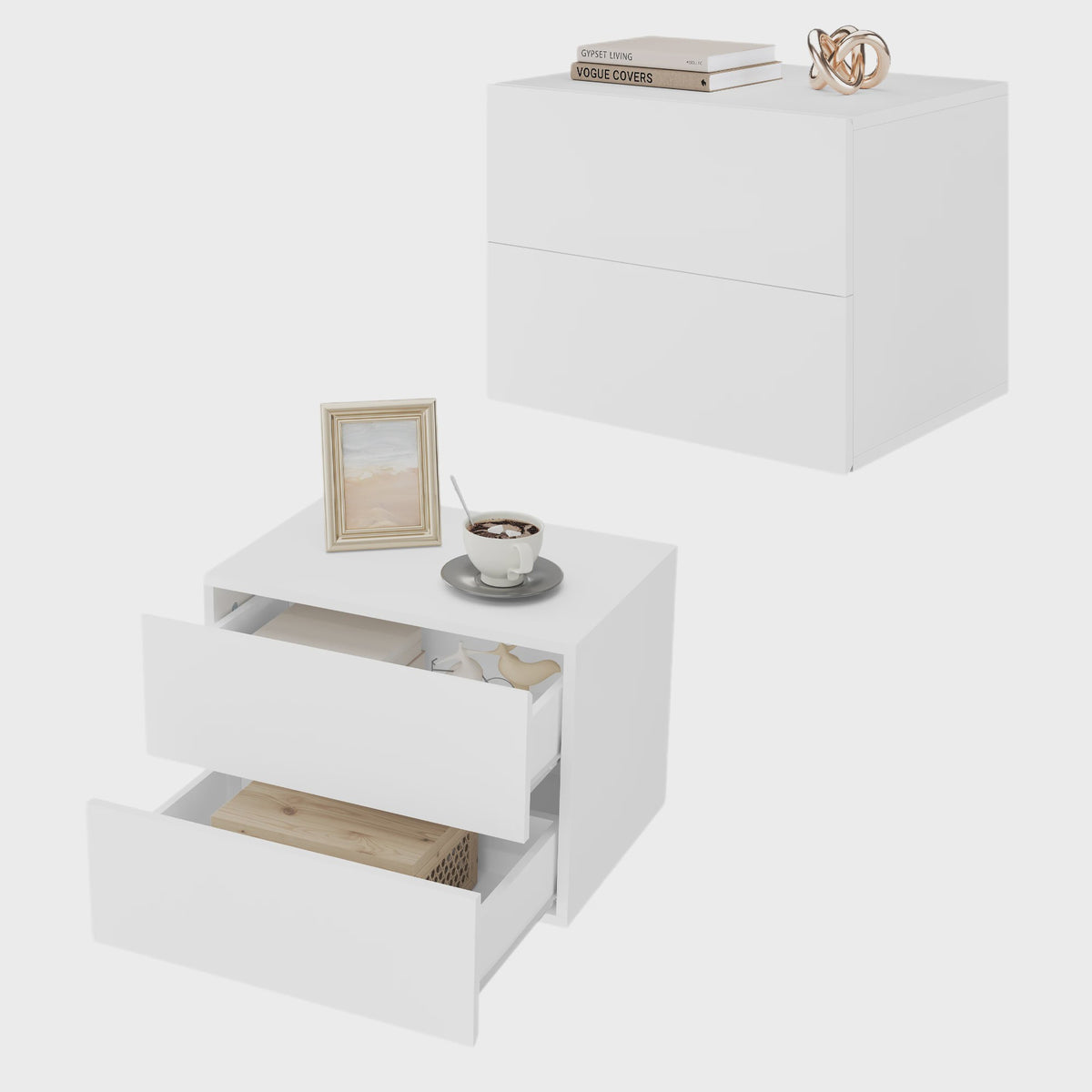 Zwevende Nachtkastje met Lade - Wandmontage - Modern Design (2 Stuks)