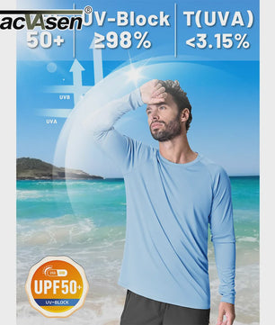TACVASEN Heren UV-Bescherming T-shirt Lange Mouw - UPF 50+ Sneldrogend & Ademend
