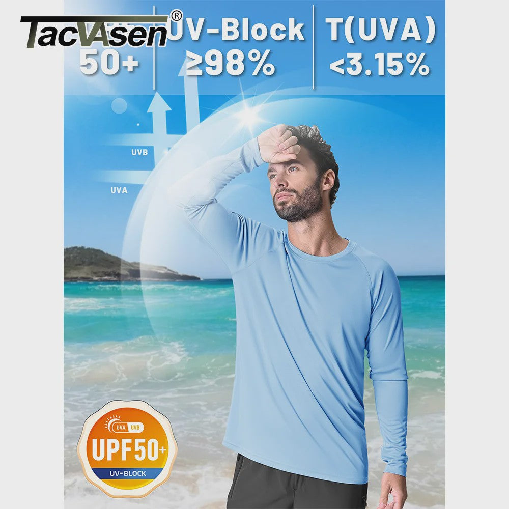 TACVASEN Heren UV-Bescherming T-shirt Lange Mouw - UPF 50+ Sneldrogend & Ademend