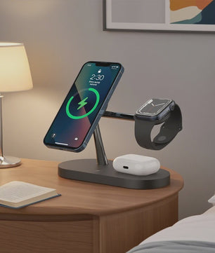 3-in-1 Draadloze Oplaadstandaard voor iPhone, Apple Watch & AirPods - Snel & Netjes