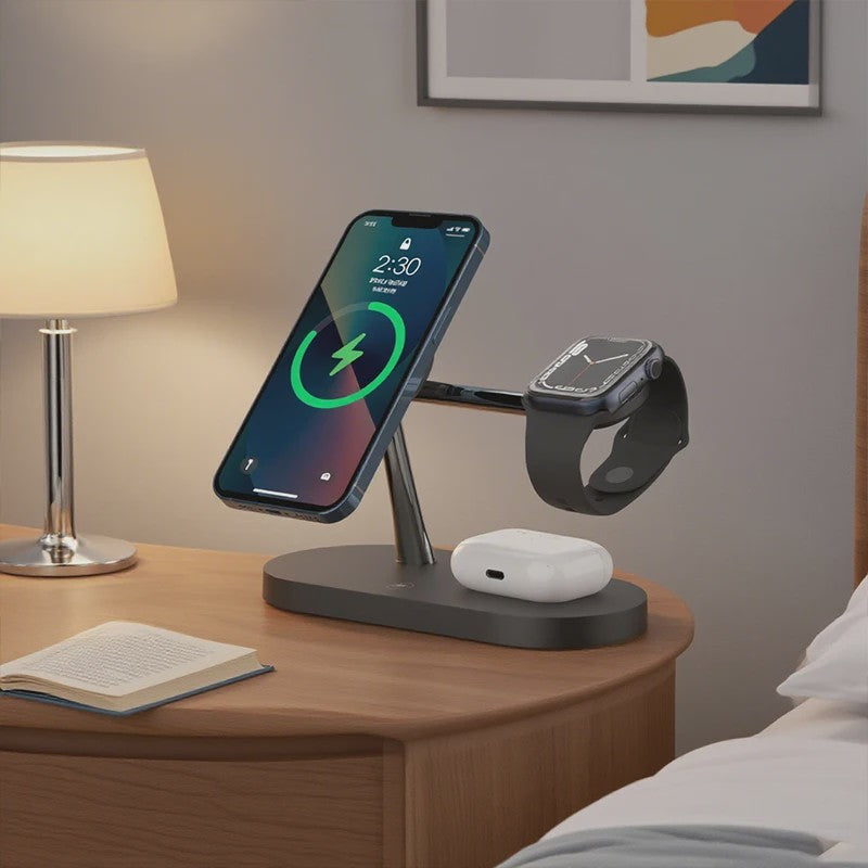 3-in-1 Draadloze Oplaadstandaard voor iPhone, Apple Watch & AirPods - Snel & Netjes