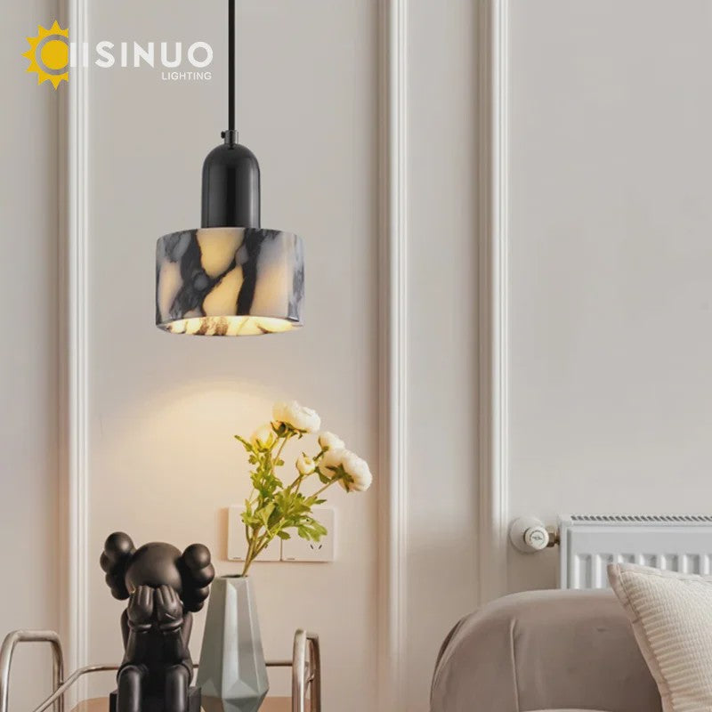Luxe Marmeren Hanglamp - Verstelbare Snoer - Sfeervolle Verlichting voor Woonkamer & Slaapkamer