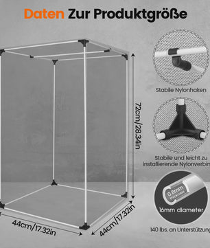 Professionele Kweekkas 44x44x72cm - Hoge Reflectie Mylar, 600D, Hydrocultuur