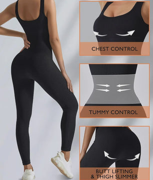 Naadloze Ribbed Jumpsuit voor Dames - Perfect voor Yoga & Workout