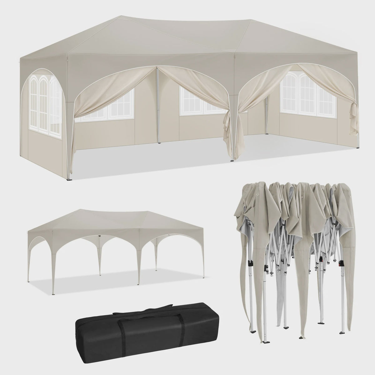 Inklapbaar Paviljoen 3x6m met 6 Zijwanden - Waterdicht, UV-bescherming & Draagtas