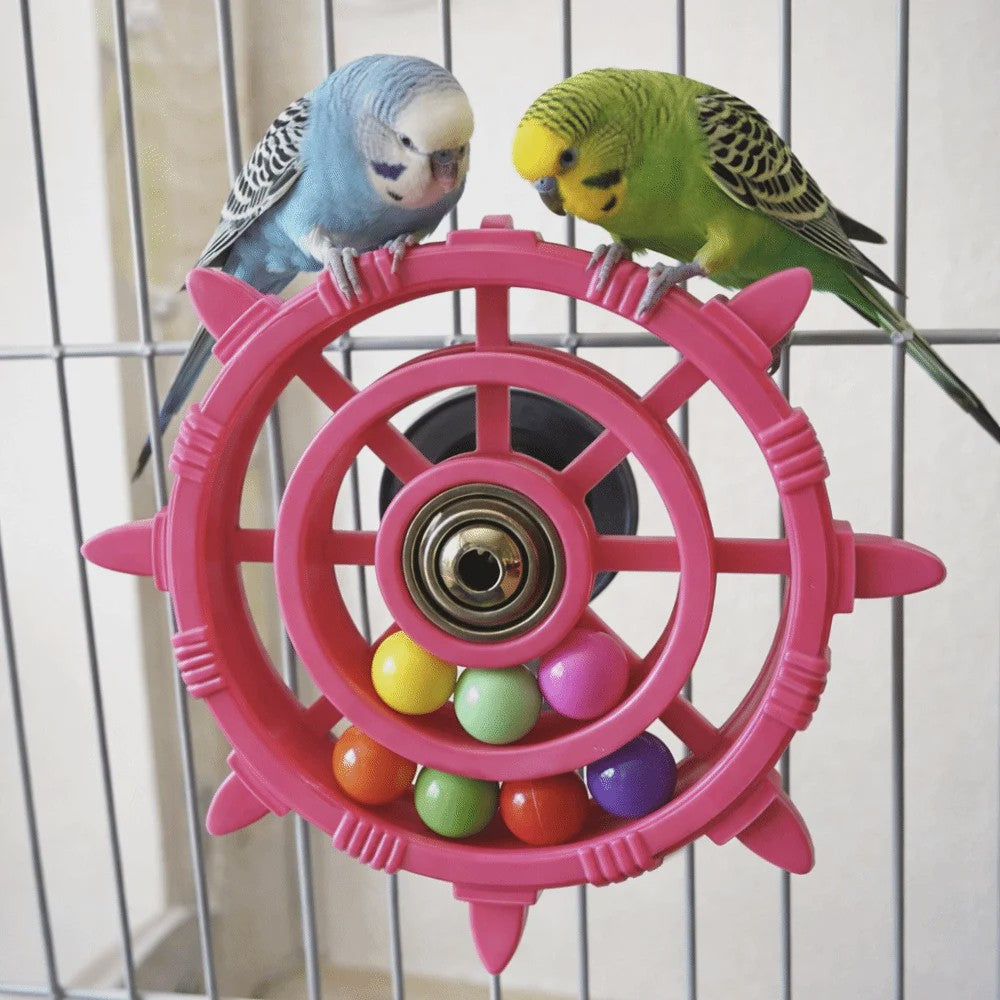 Roei/Stuurwiel Vogel Speelgoed Spinner met Kleurrijke Kralen - Plezier & Beweging voor Papegaaien