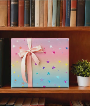 Feestelijk Regenboog Cadeaupapier met Sterren & Stippen - 43x300cm