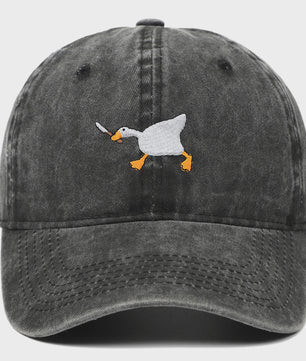 Unieke Geborduurde Baseball Cap met Gans Patroon - Casual Stadsstijl
