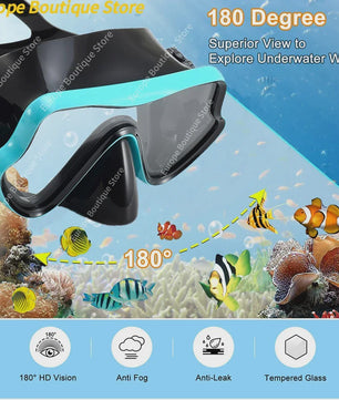 Compleet Snorkel Set voor Volwassenen: Panoramisch Anti-Condens Duikmasker, Droge Snorkel & Verstelbare Zwemvinnen