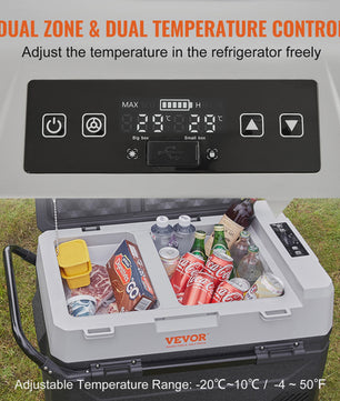 Draagbare Dubbel Zone Koel-Vriesbox 38L/40QT - 12V Auto Koelkast met Verstelbare Temperatuur