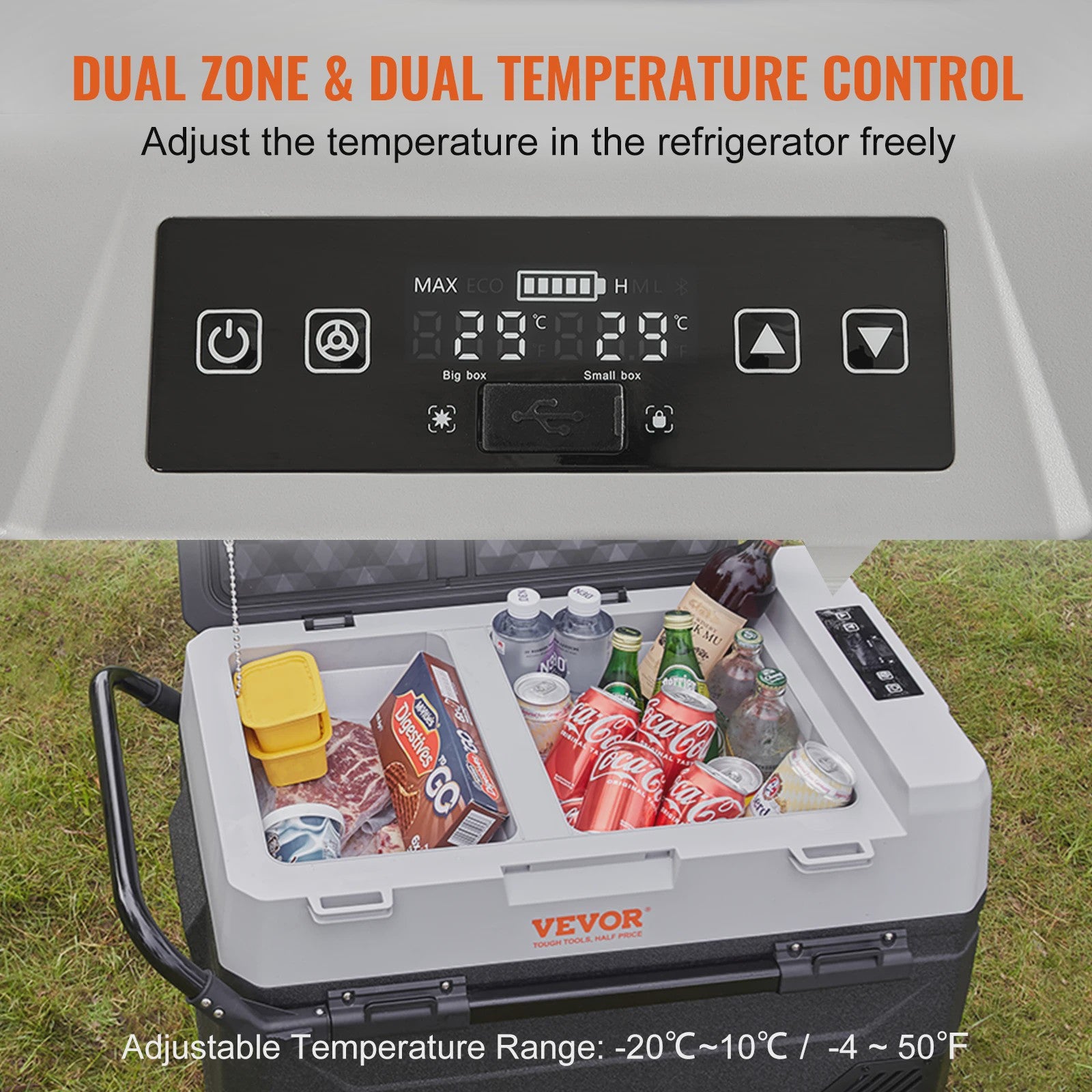 Draagbare Dubbel Zone Koel-Vriesbox 38L/40QT - 12V Auto Koelkast met Verstelbare Temperatuur