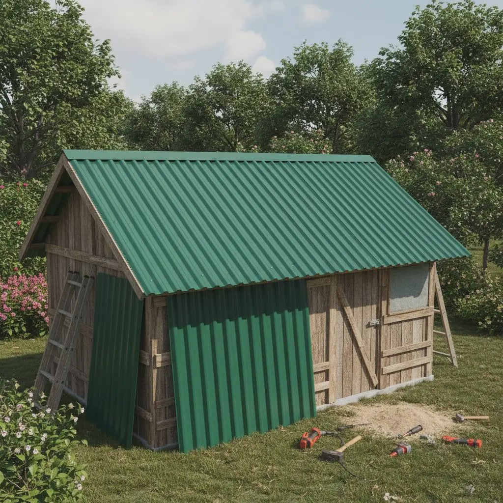 Dakplaten Groen Verzinkt Staal - 12 Stuks - 80x36 cm