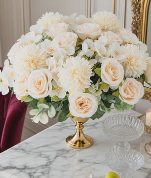 Kunstboeket Rozen & Chrysanten - Zijde Bloemen voor Bruiloft, Decoratie & DIY