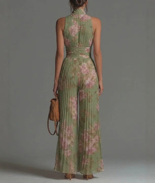 Chiffon Jumpsuit Dames - Elegante Mouwloze Palazzo Broek met Hoge Taille
