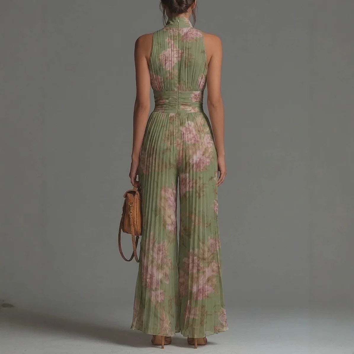 Chiffon Jumpsuit Dames - Elegante Mouwloze Palazzo Broek met Hoge Taille