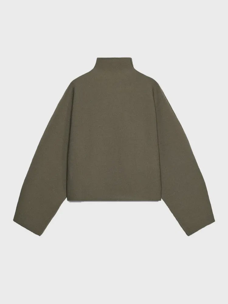 Dames Cropped Jacket met Opstaande Kraag - Vintage Stijl Herfst Winter