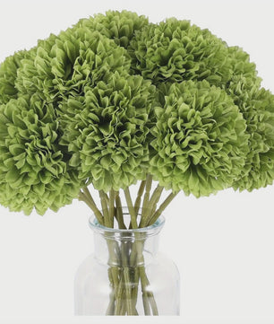 12x Kunst Bolchrysanten Groen - Decoratieve Kunstbloemen voor Huis & Feest