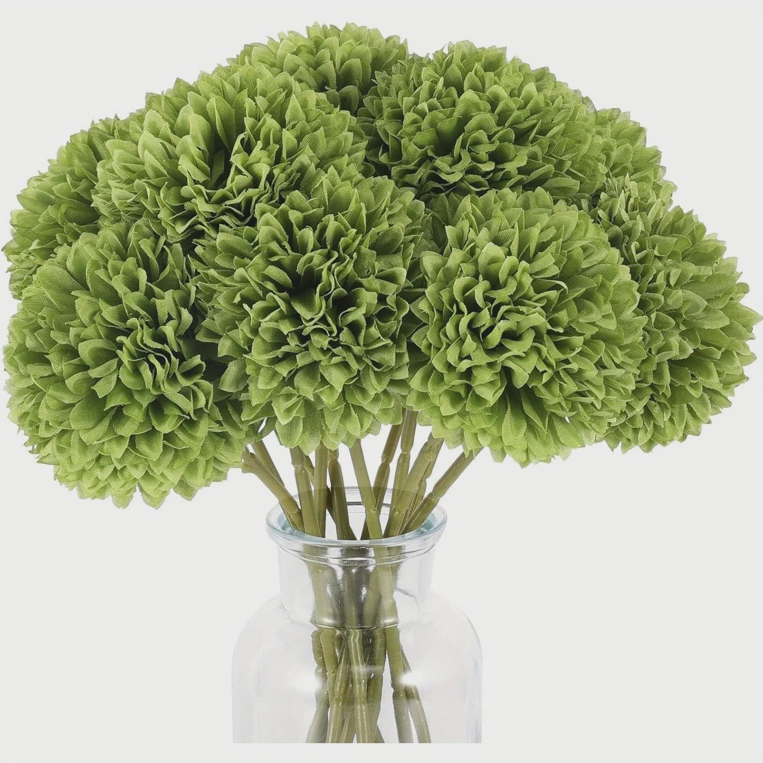 12x Kunst Bolchrysanten Groen - Decoratieve Kunstbloemen voor Huis & Feest
