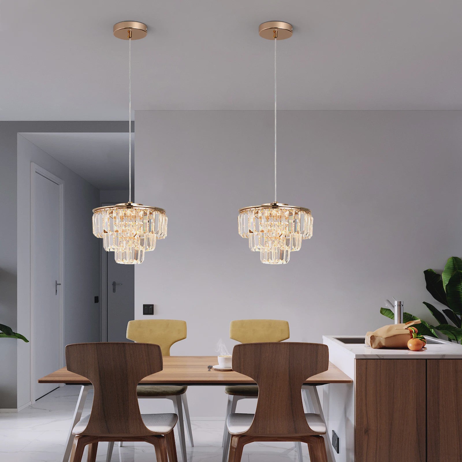Luxe Kristallen Plafondlamp Goud - Moderne Hanglamp met LED Verlichting voor Woonkamer & Slaapkamer