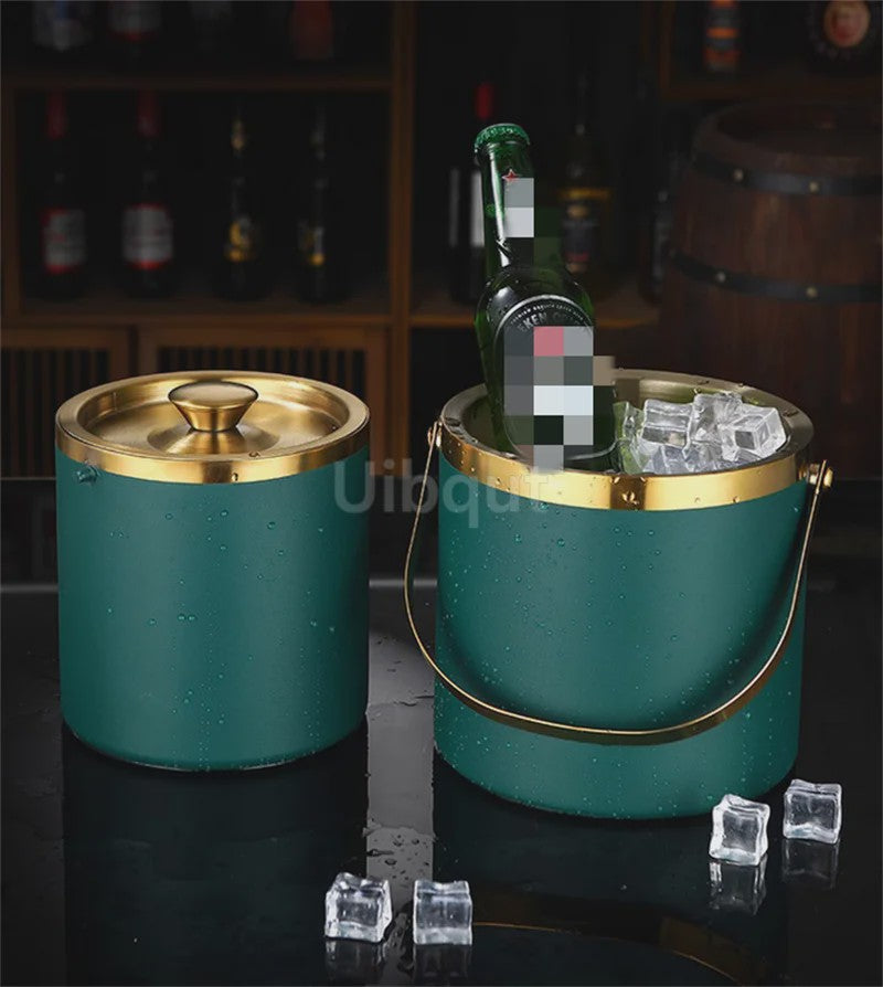 Dubbelwandige RVS IJsemmer met Deksel - 2L/3L - Draagbaar & Geïsoleerd