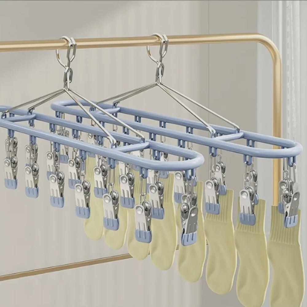 Droogrek met 20 Clips - RVS Sokkenhanger voor Ondergoed & Kleine Was