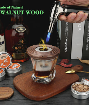 Cocktail Smoker Kit: Rook Aroma met Brandertje, Houtchips & Whiskey Stenen