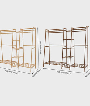 Multifunctioneel Trapezium Kledingrek van Bamboe - Garderobe & Opbergrek