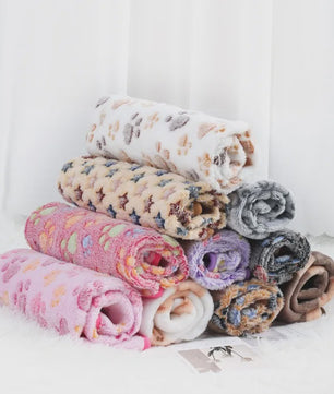 Zachte Fluwelen Deken voor Huisdieren - Warm & Comfortabel met Schattige Pootafdrukken