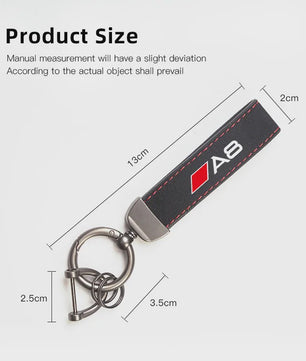 Luxe Audi Suede Sleutelhanger met Metalen Gesp - Stijlvolle Auto Accessoire