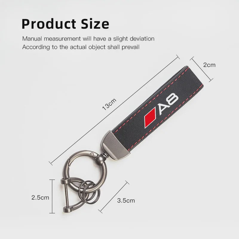 Luxe Audi Suede Sleutelhanger met Metalen Gesp - Stijlvolle Auto Accessoire