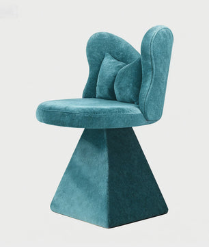 Blauwe Draaibare Kaptafelstoel met Vlinderrug en Luxe Chenille Bekleding