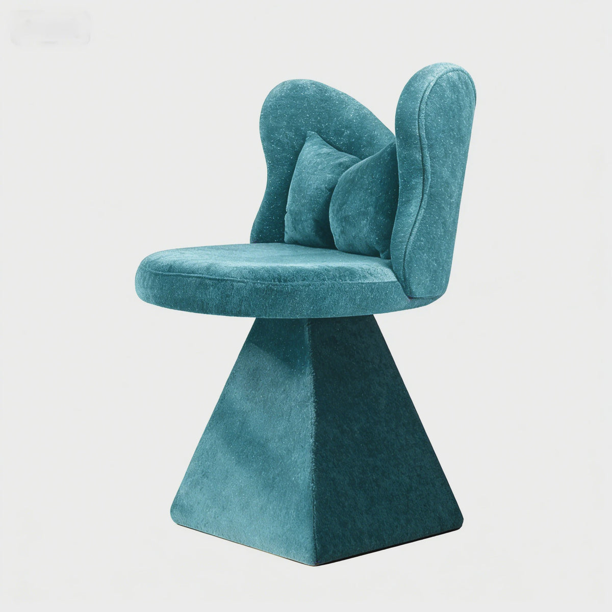 Blauwe Draaibare Kaptafelstoel met Vlinderrug en Luxe Chenille Bekleding