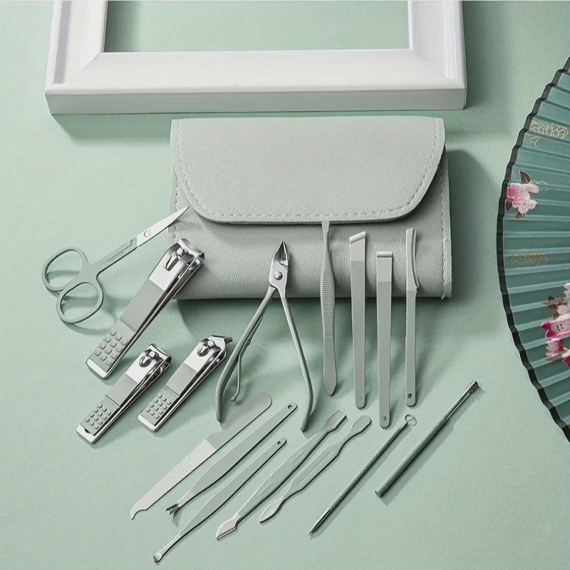 Professionele 16-delige Manicure & Pedicure Set met Reisetui