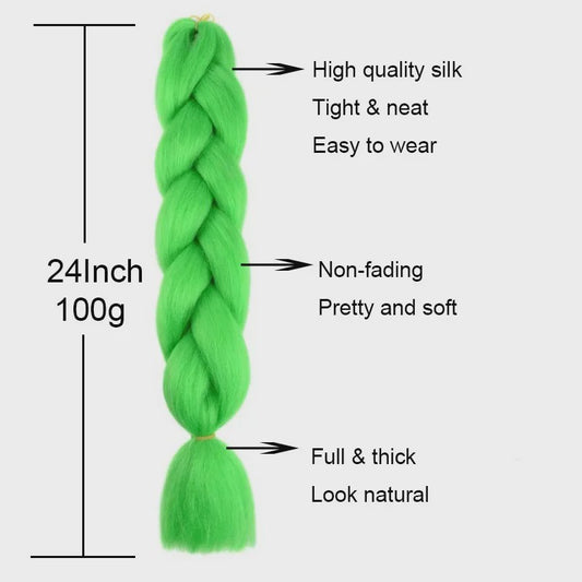 24 Inch Jumbo Braids Haarverlenging - Synthetisch Vlecht Haar in Kleurrijke Tinten