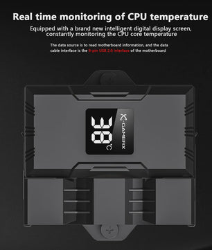 X-Gamerx Z-1300 CPU Air Cooler met Digitale Temperatuur Display en ARGB Ventilator