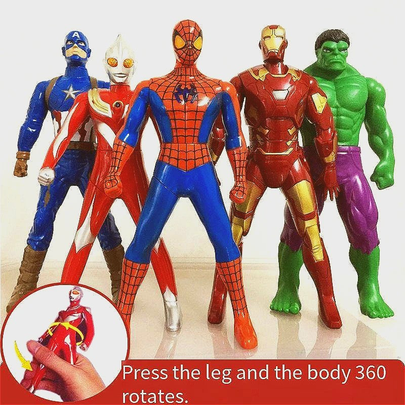5-delige Actiehelden Figuren Set - Spiderman, Iron Man, Hulk, Captain America & Ultraman