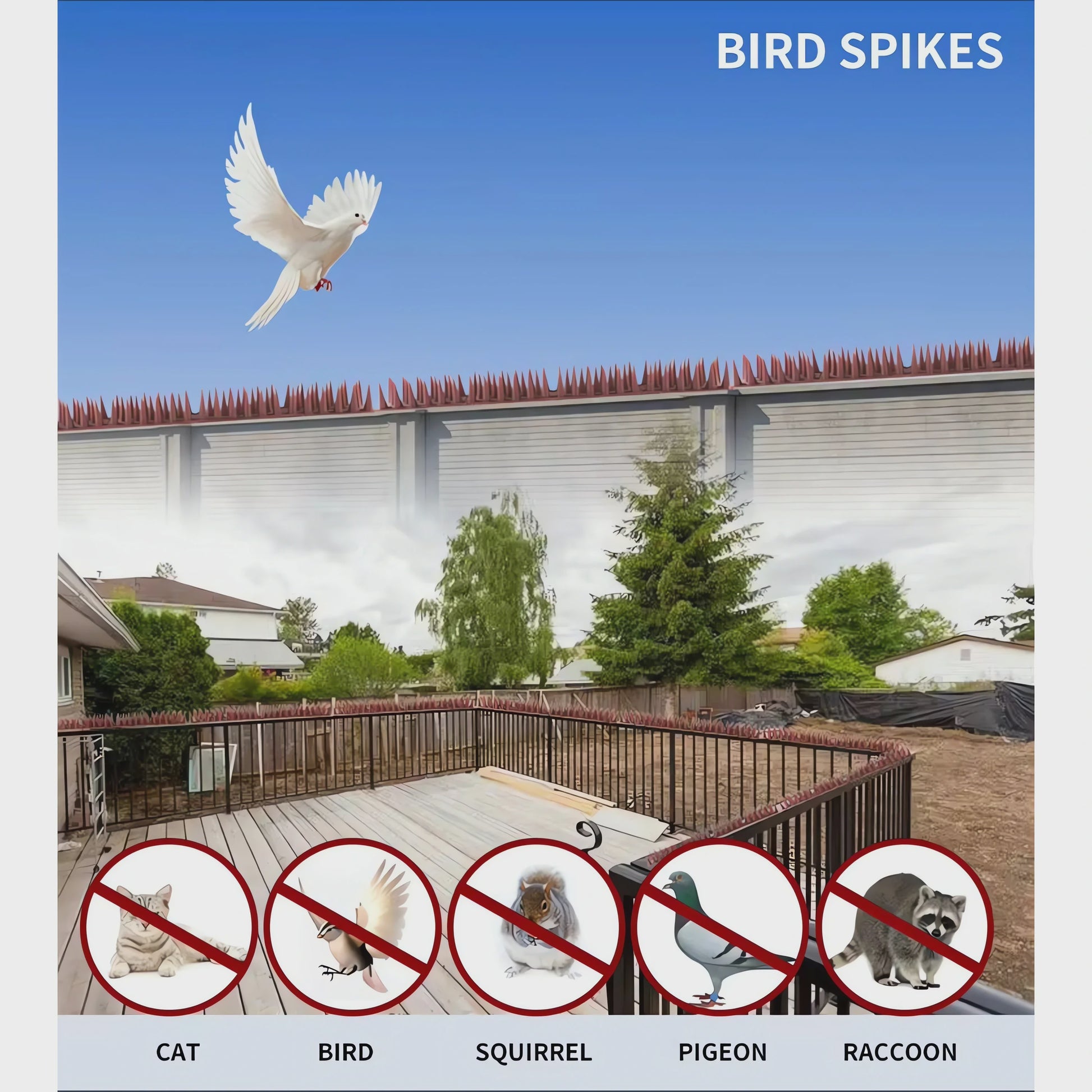 12x Vogelwering Prikkers ABS Kunststof - 50cm Per Stuk, Eenvoudige Installatie, Tegen Duiven, Kraaien, Katten & Eekhoorns