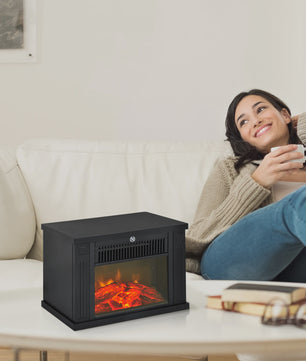 HOMCOM Elektrische Sfeerhaard met Vlammeneffect - Zwart, 600W