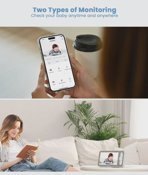 IeGeek 2K WiFi Babyfoon met 5" Split Screen, 360° PTZ Camera, Nachtzicht & App Bediening