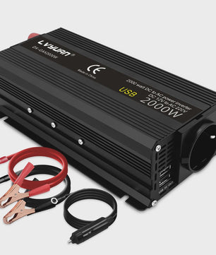 2000W Power Inverter 12V DC naar 230V AC met EU-stopcontact en Dubbele USB - Zwart